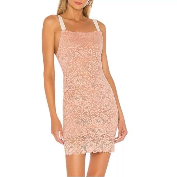 We Are HAH Size XS Tight Squeeze Bodycon Mini Dress Copper Rose Lace Lined NEW - Picture 2 of 16